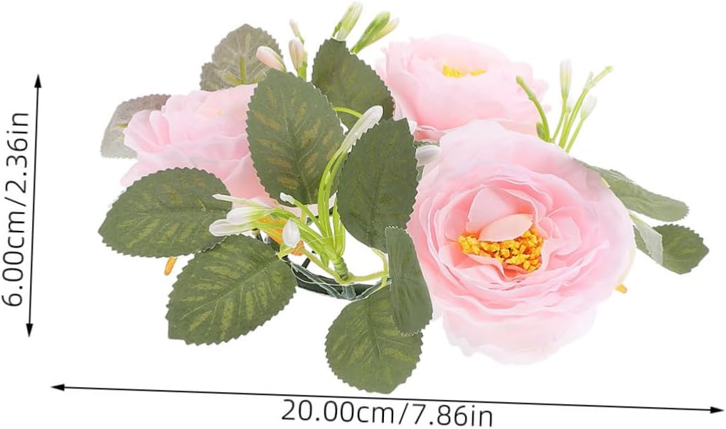 DECHOUS Candle Wreath Artificial Flowers and Leaves Elegant Centerpiece for Weddings Parties and Home Decor Realistic Floral Arrangement for Candle Holders and Table Settings
