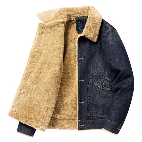 Chaqueta de mezclilla para hombre forrada y gruesa miniatura 7