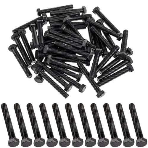 Image of Zonon 50 Pcs 3 /8-16 x 2-1 /2 inch Hex Head Screw Bolt 18-8 (304) Stainless Steel Hexagon Bolts, Fully Threaded, Plain Finish, External Hex Drive (Black)