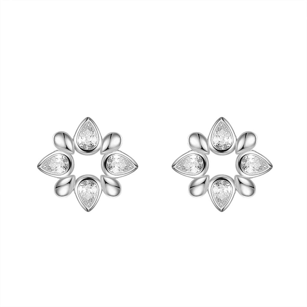 Pendientes de copo de nieve joyería de oreja de plata de ley 4