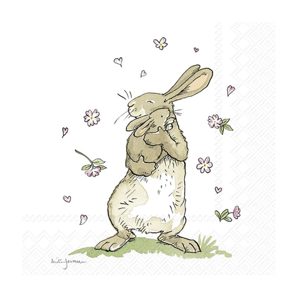 Forever Together Love Hares Easter IHR Paper Cocktail Napkins 25 cm 20 Pack 3 ply