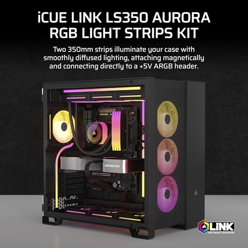 Image of CORSAIR iCUE Link LS350 Aurora RGB Light Strips 350mm Kit - 2X Magnetic Diffused Individually Addressable RGB LED Strips - iCUE Link Adapter and ARGB to iCUE 3-Pin Adapter Cable Included