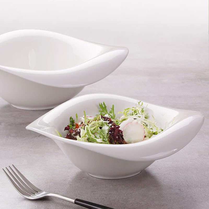 Ceramiczna zastawa stołowa Czysta biała ceramiczna salaterka, miska na deser z przekąskami, kreatywna miska na zimne dania, miska na zupę (Color : B)