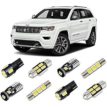 مجموعة أضواء LED الداخلية البيضاء لجيب جراند شيروكي 2011 2012 2013 2014 2015 2016 2017 2018 2019 2020 Super Bright 6000K LED Light Bulbs Package + أضواء لوحة الترخيص وأداة التثبيت