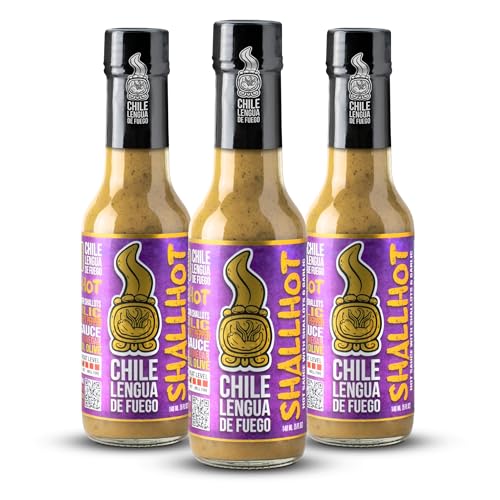 Image of Chile Lengua de Fuego Shallhot - Shallot, Soy & Scotch Bonnet Hot Sauce, Savory Umami Heat, 5 oz Bottle (Pack of 3)