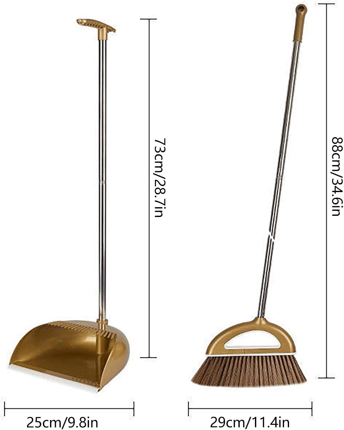 Upgrade Long Handle Broom with Stand Up Dustpan Combo Set for Home Kitchen