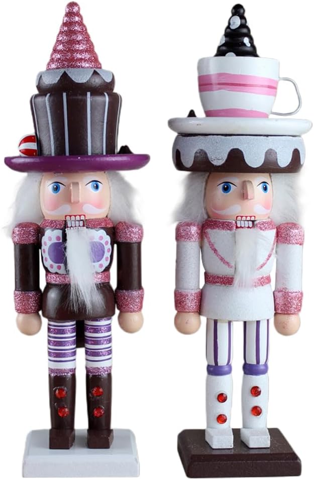 Ciieeo 2pcs Walnut Soldier Nutcracker Ornament Cake Decorating Candy Mini Desktop Decoration Candy Decorations Christmas Ornaments Wooden Figures Dining Wooden Heart