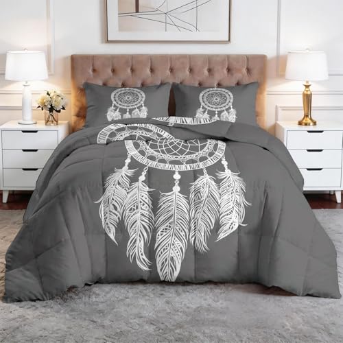 Edredón de plumas geométrico gris de alta densidad lavable para cama individual 2