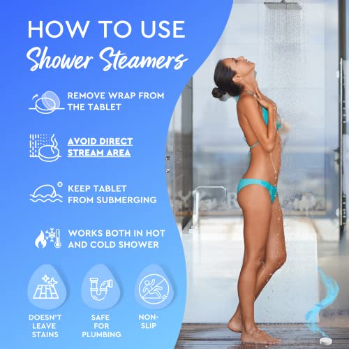 Cleverfy Shower Steamers Aromatherapy - Variety Pack Of 6 Shower Bombs With Essential Oils. Self Care And Relaxation Spa Gifts For Women. Blue Set #TOP5