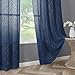 Chyhomenyc Marilyn Navy Blue Sheer Curtains 84 Inch Length 2 Panels, Light Filtering Breathable 3D Leaf Clip Jacquard Textured Curtain Drapes for Bedroom Living Room Window, 38Wx84L Inches