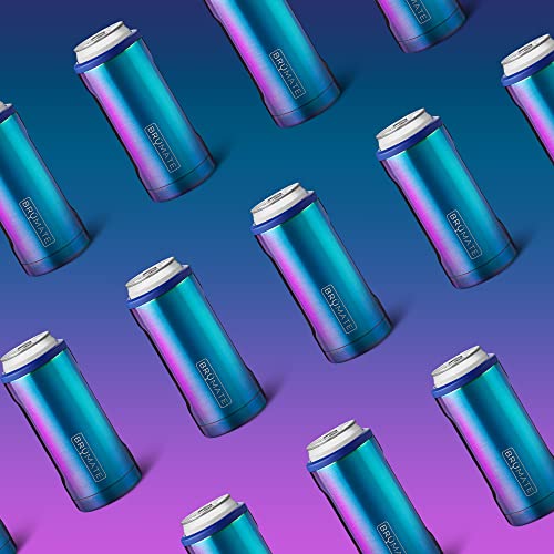 Brümate Hopsulator Slim Can Cooler Insulated For 12Oz Slim Cans | Skinny Can Coozie Insulated Stainless Steel Drink Holder For Hard Seltzer, Beer, Soda, And Energy Drinks (Rainbow Titanium) #TOP7