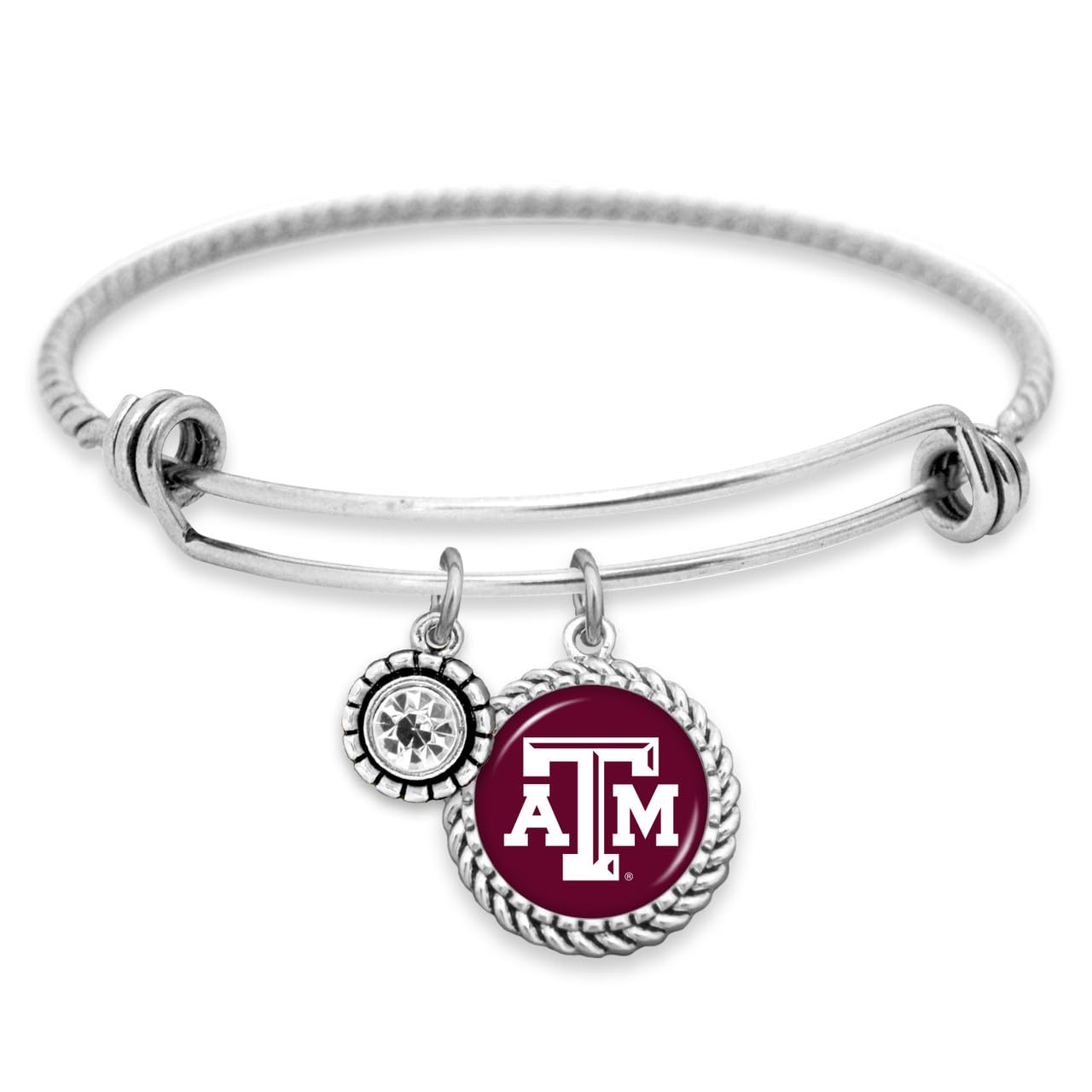 From the Heart Texas A&M Aggies Olivia Bracelet Silver Twisted Wire Jewelry Gift TAMU
