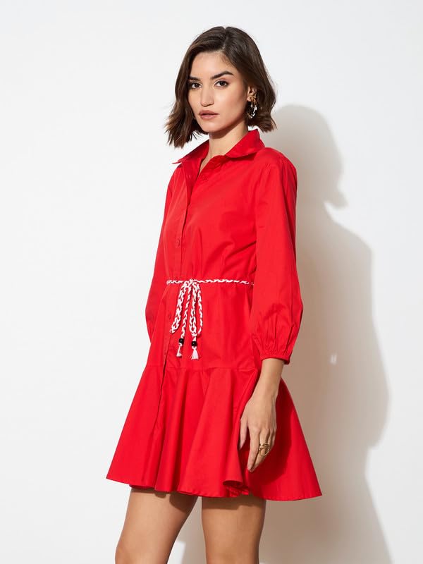 Image of barcino Black Poplin Short Skater Dori-Belt Dress