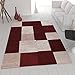 Produktbild VIMODA Moderner Designer Teppich in Wein Rot Kariert und Meliert sehr dicht gewebt, Maße:120 cm x 170 cm