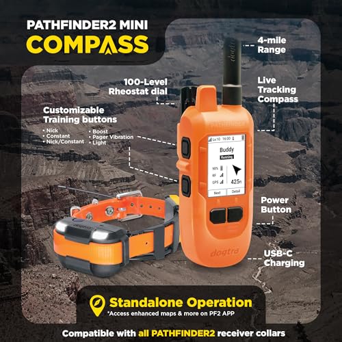 Image of Dogtra PATHFINDER2 MINI Compass Live GPS Dog Tracking & Training System - 4-Mile Range E-Collar Handheld with No Subscription, Offline Maps, GPS Fence, Expandable up to 21 Dogs, for Dogs 15+ lbs