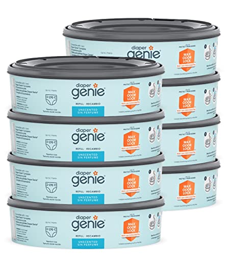 Image of Diaper Genie Bags Refills 270 Count (Pack of 8) with Max Odor Lock | Holds Up to 2160 Newborn Diapers