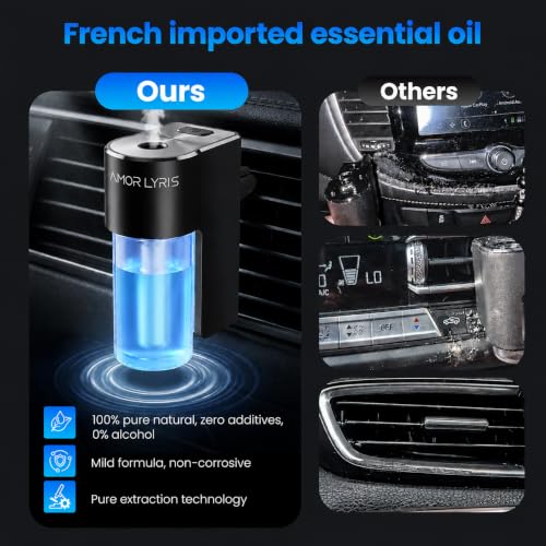Image of Car Air Freshener Diffuser, Smart Car Vent Air Freshener, 3 Speed Adjustable, Rechargeable, Intelligent Auto On /Off, Long Lasting Fragrance, 3 x 10ml Essential Oils, Vanilla Cream