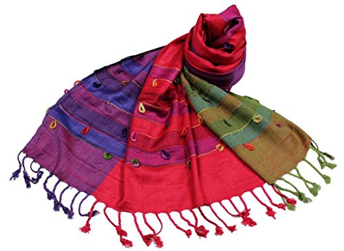 Étole viscose multicolore SHANKARA N7, finitions premium en boucles coton