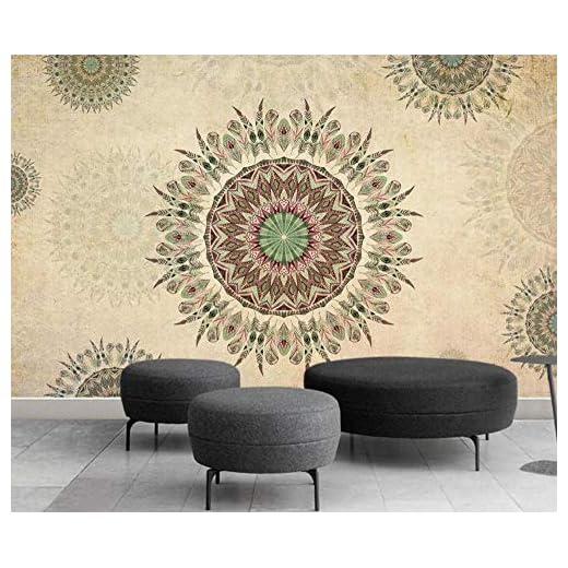 3D Papel Pintado Fotográfico Pared Disco De Plumas Vintage Shabby Chic Fleece No-Trenzado Salón Dormitorio Despacho Pasillo XXL Fotomurales Decorativos Decoración De Paredes