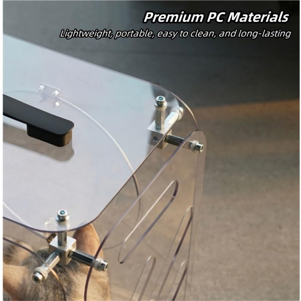 Rolling Hard Shell Cat Carrier with Wheels, Pet Trolley Case, Portable Pet Stroller with Pull Rod Telescopic Height for Travel, Hiking, Outdoor Walking(Clear)