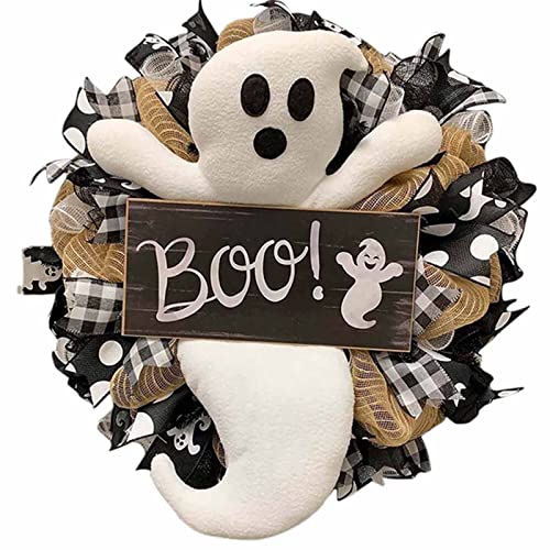Couronne d'halloween pour porte d'entrée : décoration de sorcière accueillante