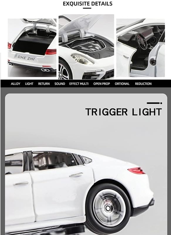 Image of Play Boy 1:32 Porsche Panamera Model Diecast Metal Alloy Pullback Toy Vehicle with Openable Doors Light and Music Car for Kids (Multicolor)