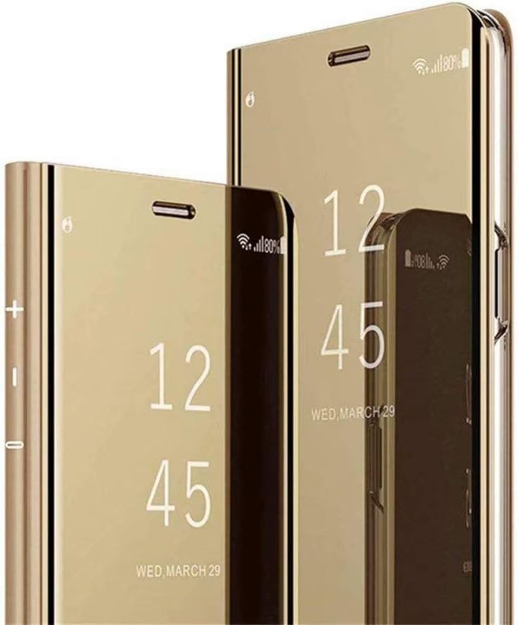 VGANA Case for Huawei Mate 20X 5G, Mirro Plating Cover Simple Filp Stand [Auto-Wake up/Sleep] Phone Shell. Gold