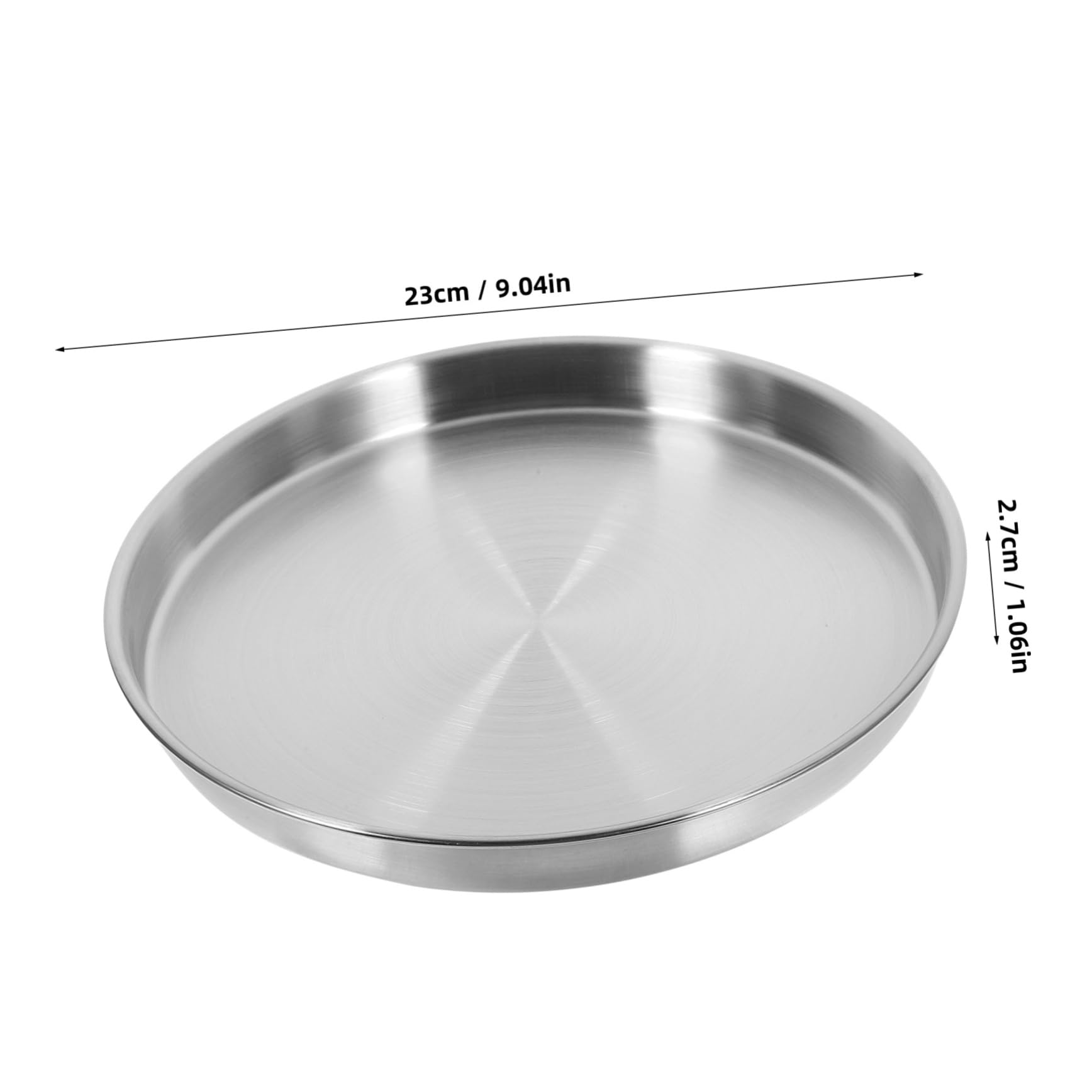 MUCKLILY Stainless Steel Tray Portion Control Plate Dinner Plates Camping Plate Outdoor Tableware Camping Cookware Small Large Steel Plates Color Circle Serving 304 Stainless Steel Silver