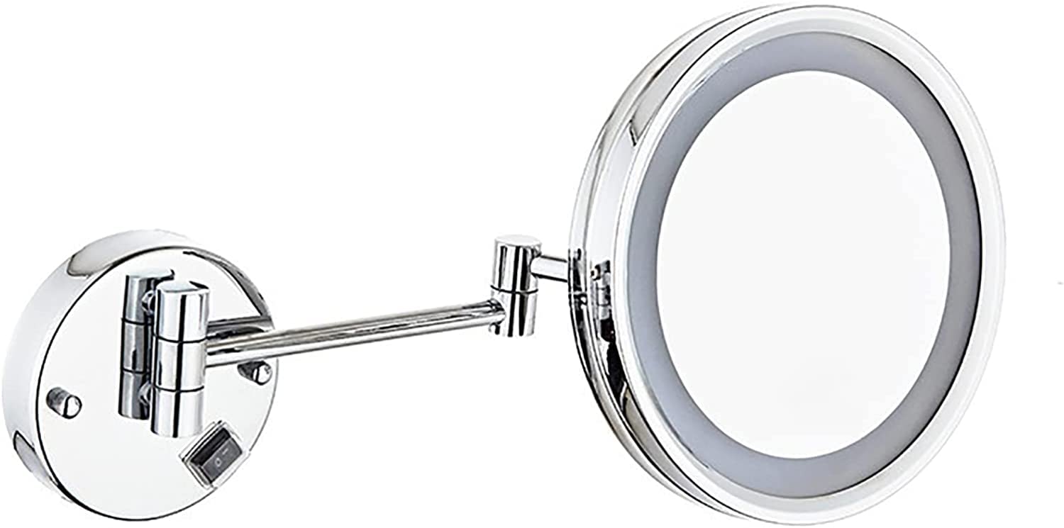 Wandmontierter Rasierspiegel Wandmontage Makeup Sp LED-Kosmetikspiegel mit 3-facher Vergrößerung und Licht, Wandmontage, 8,5 Zoll, einseitiger Kosmetikspiegel mit 360° drehbarem, ausziehbarem Arm