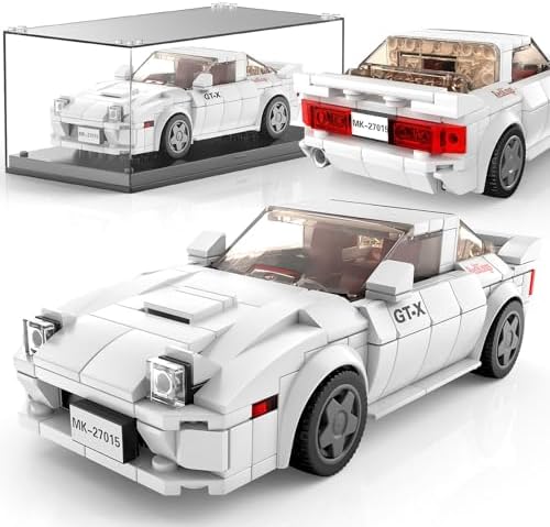 Mould King Speed Champion Auto Serie mit Acrylvitrine, Technische Bausteine 27015 Rennwagen Sportwagen Bauspielzeug, sammelbares Modellauto，Klemmbausteine Rennauto Bausätze für Kin