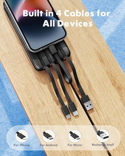 Charmast 20000mAh Power Bank with Built-in Cables - Fast Charge - Image 2