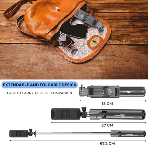 Image of S1 67cm Selfie Stick Tripod, 3-in-1 Multifunctional Design with Detachable Wireless Remote, Portable & Lightweight Phone Tripod for Vlogging, Photography, iPhone & Android Smartphones