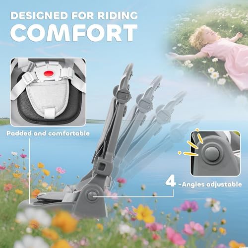 Qaba Toddler Tricycle, 6 in 1 Foldable Kids Trike with Adjustable Push Handle, Removable Canopy, Rotatable Seat, Safety Harness, Detachable Guardrail, for 1-5 Years Old, Grey - 4