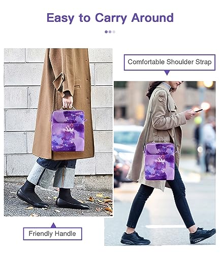 Image of MoKo 9-11 Inch Tablet Sleeve Bag Handle Carrying Case with Shoulder Strap | Fits iPad Pro /Air /A16 11-inch, iPad 10th 10.9, iPad 9 /8 /7th 10.2, iPadAir 5 /4th 10.9 and Tab S8 /S9 11-inch, Purple Starry