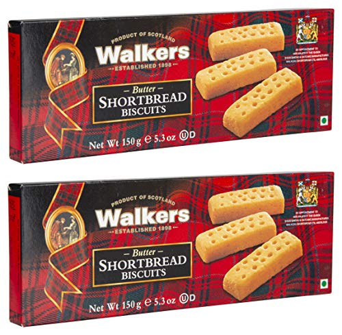 Image of WALKERS Pure Butter Short Bread Biscuits, Healthy Finger Butter Cookies, No added Preservatives, No Artificial Colours, Butterly Delicious Snacks (Pack of 2-150 gm each)