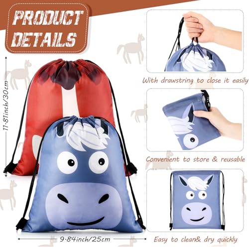 Mifoci 24 Pcs Horse Party Favors Supplies 12 Plastic Cups with Lids and Straws and 12 Drawstring Backpack 24oz Reusable Tumble Water Bottles Bag for Horse Themed Party Decorations by Mifoci - Used condition - Image 2