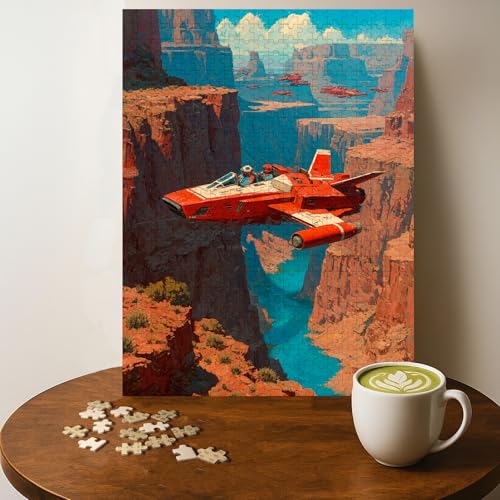 Casse-tête en bois avion chasse futuriste 500 pièces 20 x 15 po