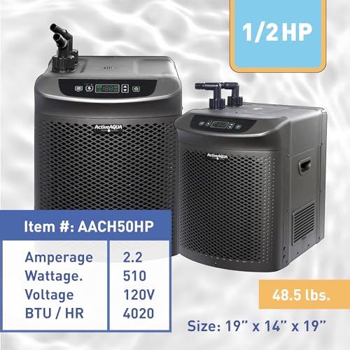 Image of Active Aqua 0.5 HP Water Chiller with Boost | Cold Plunge & Ice Bath Cooler | Rapid Digital Temp Control | Fresh & Salt Water, Hydroponics, Aquariums | 90-172 Gal (0.5 HP)