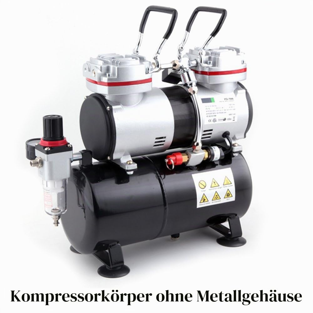 Fengda FD-196A Professioneller Aerograph-Kompressor mit Luftbehälter/Druckregler/3,5 l/6 Bar/Abschaltautomatik