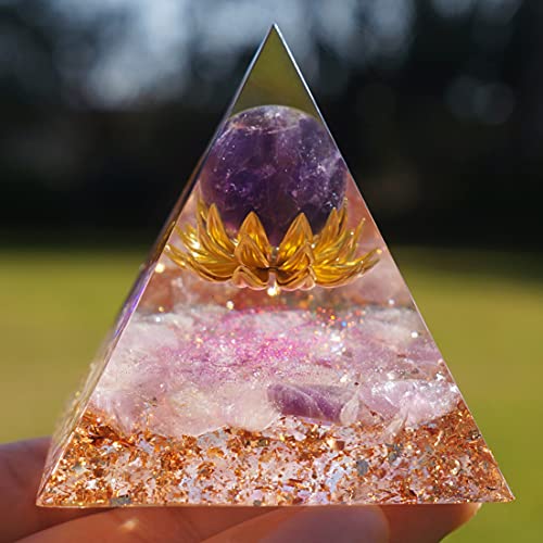 Orgon-Pyramide, Amethyst-Kugel, Kupferblume, Reiki, Heilung, Meditation, Orgonit, klarer Quarzkristall Cover