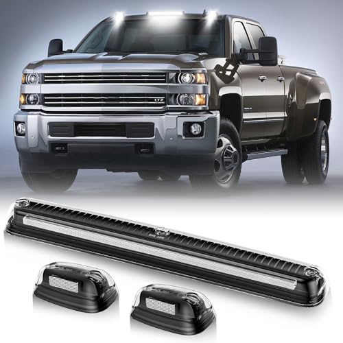 SHINEFIT 5PCS LED Cab Roof Clearance Lights Replacement for 2007-2010 GMC Sierra 1500 Top Cab Roof Lights for 2007-2014 Silverado Sierra 2500 3500 2500HD 3500HD