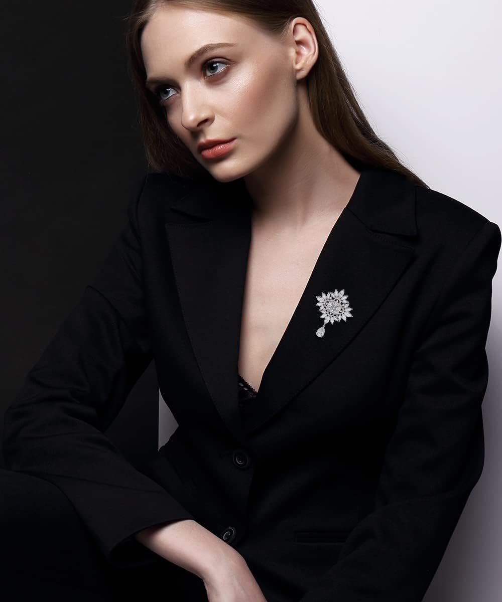 Brooches for Women, Cubic Zirconias Brooch Pins Elegant Fashionable Bouquet Pins Broach Jewelry for Wedding Party Birthday Banquet