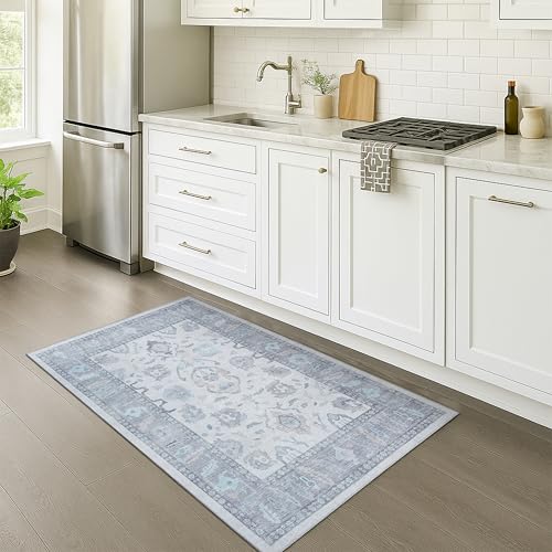Fame Rugs Gray Modern Oushak Rug 3x5, Washable Vintage Turkish