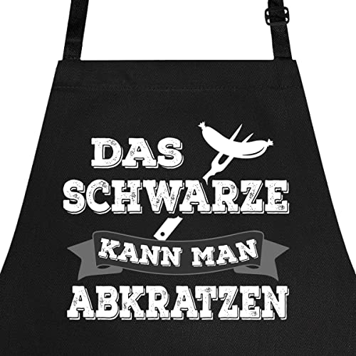 OM3® Das Schwarze kann man abkratzen - Grill-Schürze - Parodie - BBQ Küchenschürze für Erwachsene Unisex