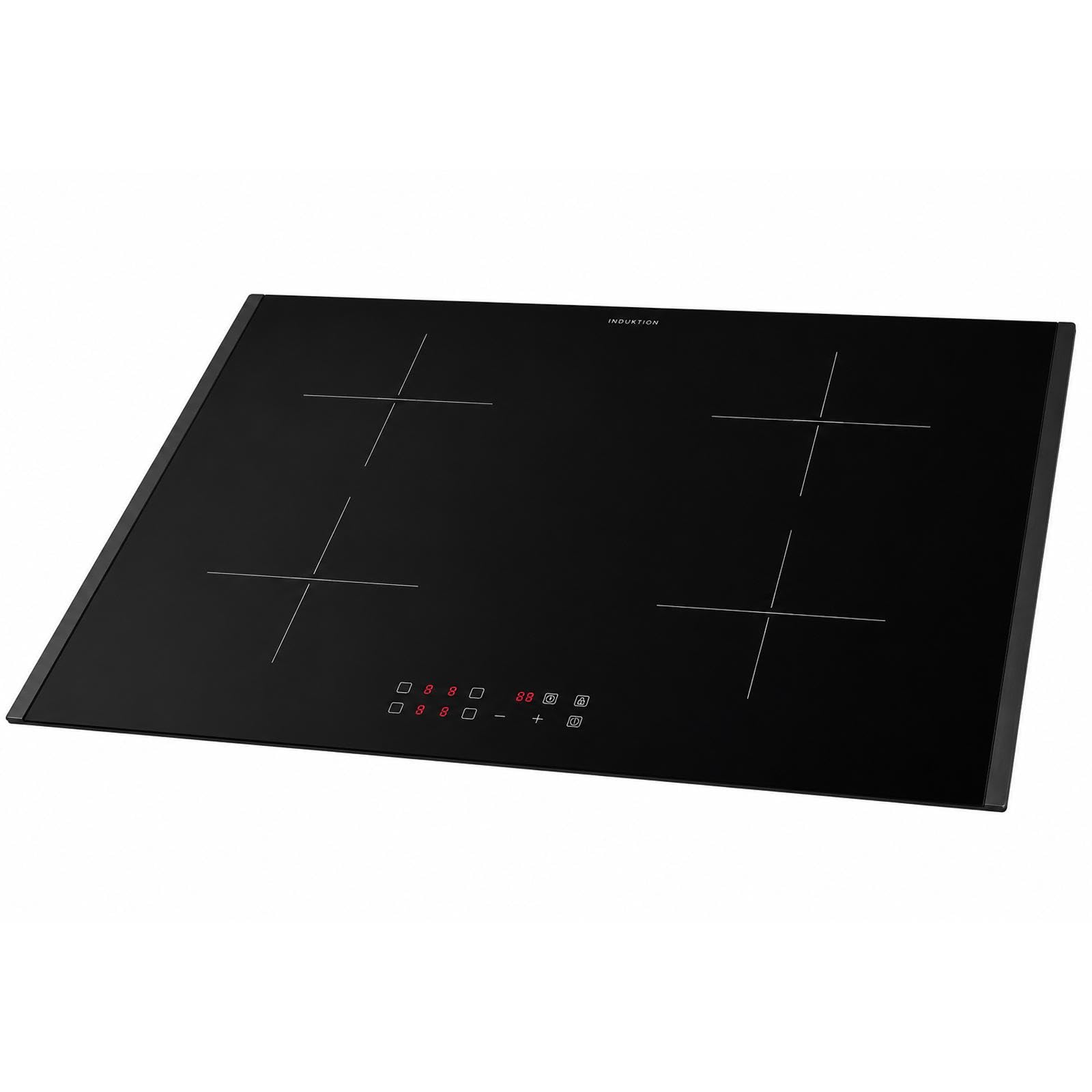 Oranier Kochfeld Induktion 80 cm autark - Glaskeramik mit 2 schwarzen Seitenleisten, Topfgrößenerkennung, 4-fach Booster, Timer, LED Anzeige rot & Touch Control Steuerung