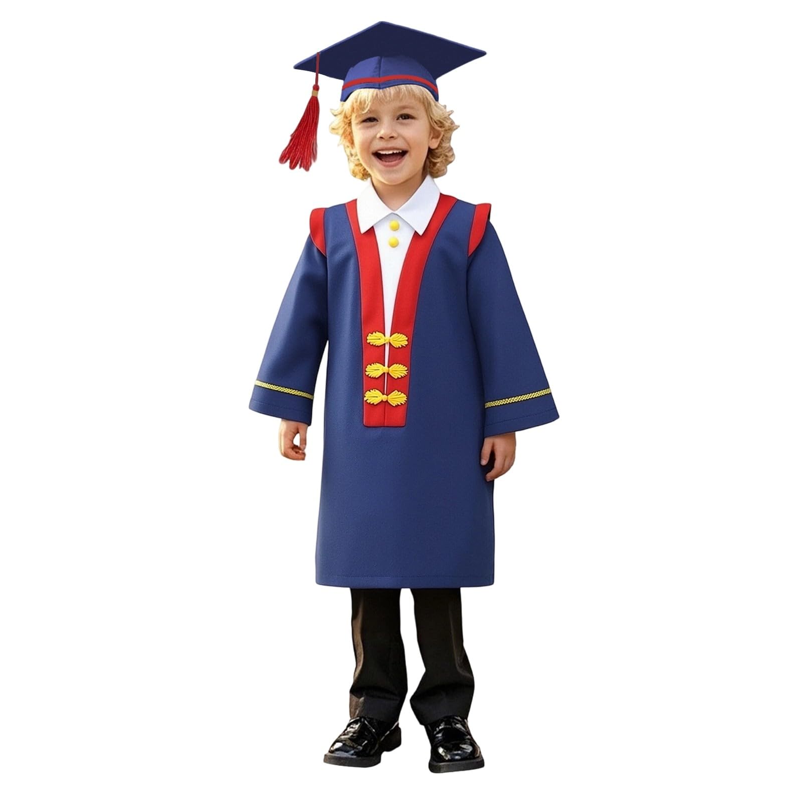 Kindergarten 2025 Graduation Cap and Gown Tassel Sets with Charm 2PCS Graduations Stoles for Kids Grad Party Clothes