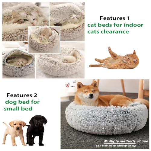 Beskie Calming Dog Bed & Cat Bed, Fluffy Plush Puppy Cushion, Kitten Cave, Small Dog Donut Cave, Indoor Cat Sleeping Bag, Soft Warm Pet Sleeping Pillow, Pink,50cm - Image 6