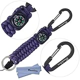 Techion[60-inch Disassembled Length]7-inch Braided Strong Paracord Survival Keychain Key Ring with [Compass][Carabiners][Quick Release Clip]