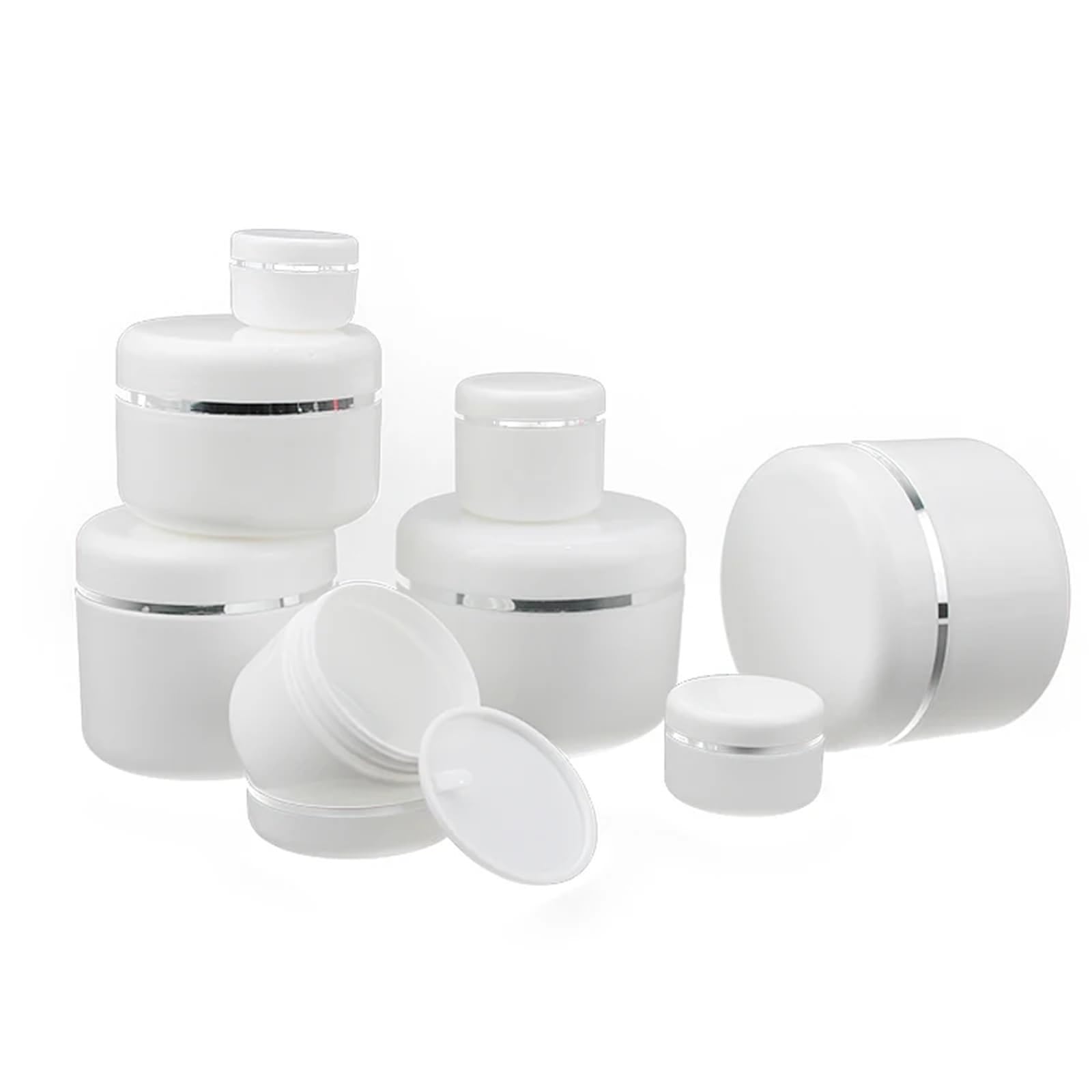Kosmetiktiegel 20 stücke 10g 20g 30g 50g 100g Creme Jar Weiß Kunststoff Kosmetische Gläser Probe Flaschen Kosmetik Box Leere Make-Up Jar Topf for Reise FüR Lotion, Lippenbalsam, Creme(20ml)