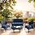 Outdoor/Indoor patio waterproof 3 Piece Loveseat Cushion Set All-Weather Outdoor Furniture Cushions for Use Patio Wicker Cushions 1 Loveseat Cushion 43”x20” & 2 U-Shape Cushion 19”x19”& Dark blue